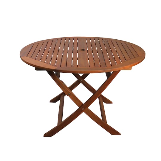 47&#x22; Round Outdoor Acacia Wood Folding Patio Table